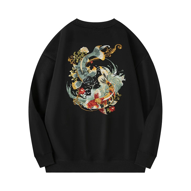 Brocade Carp Embroidery Sweatshirt Men Clothing Loose Fit Casual Autumn New High Quality Cotton Pullovers Sudaderas Para Hombres
Brocade Carp Embroidery Sweatshirt Men Clothing Loose Fit Casual Autumn New High Quality Cotton Pullovers Sudaderas Para Hombres