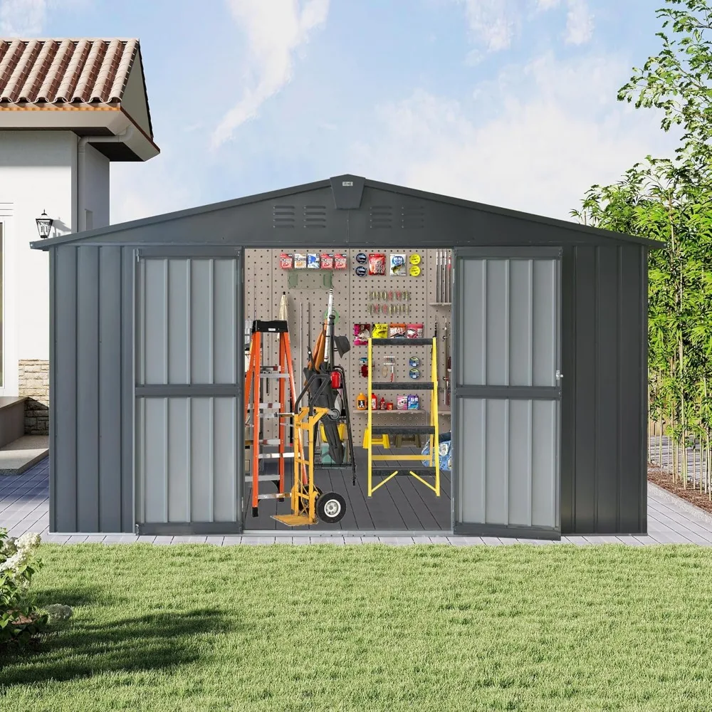 Outdoor Storage Shed 11’ x 9’, Metal Sheds with Galvanized Steel Frame & Windows & Lockable Door, Garden Shed Tool Storage
Outdoor Storage Shed 11’ x 9’, Metal Sheds with Galvanized Steel Frame & Windows & Lockable Door, Garden Shed Tool Storage