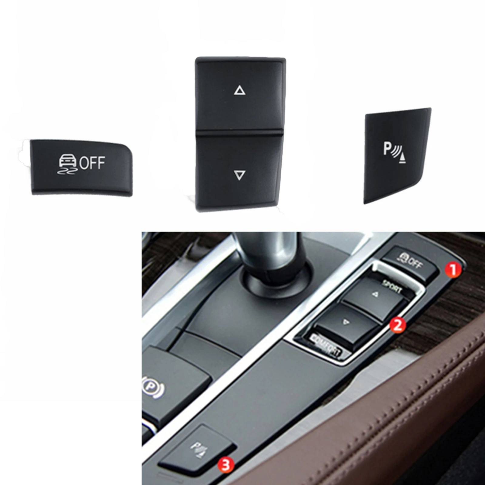 For BMW 5 6 Series F10 F11 F18 F06 F12 F13 X3 F25 X4 F26 Car Interior Center Console Driving Mode Sport Switch P OFF Button Cap
For BMW 5 6 Series F10 F11 F18 F06 F12 F13 X3 F25 X4 F26 Car Interior Center Console Driving Mode Sport Switch P OFF Button Cap