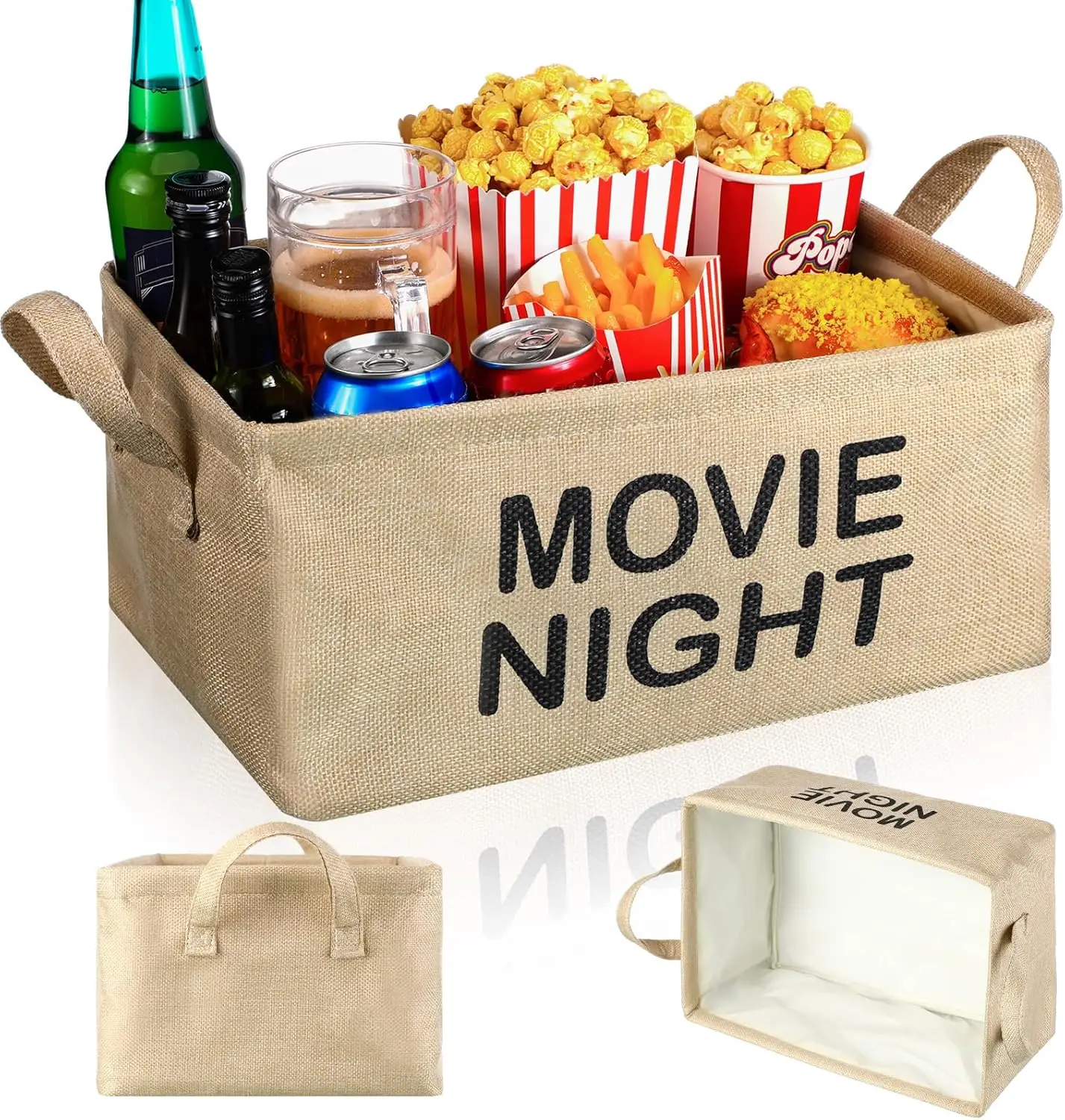 Large Movie Night Snack Basket with Handles Movie Night Snack Tray Reusable Burlap Storage Organizer for Theater Popcorn Bucket Bowl Box Container Family Film Holiday Parties(Khaki, Classic)
Large Movie Night Snack Basket with Handles Movie Night Snack Tray Reusable Burlap Storage Organizer for Theater Popcorn Bucket Bowl Box Container Family Film Holiday Parties(Khaki, Classic)