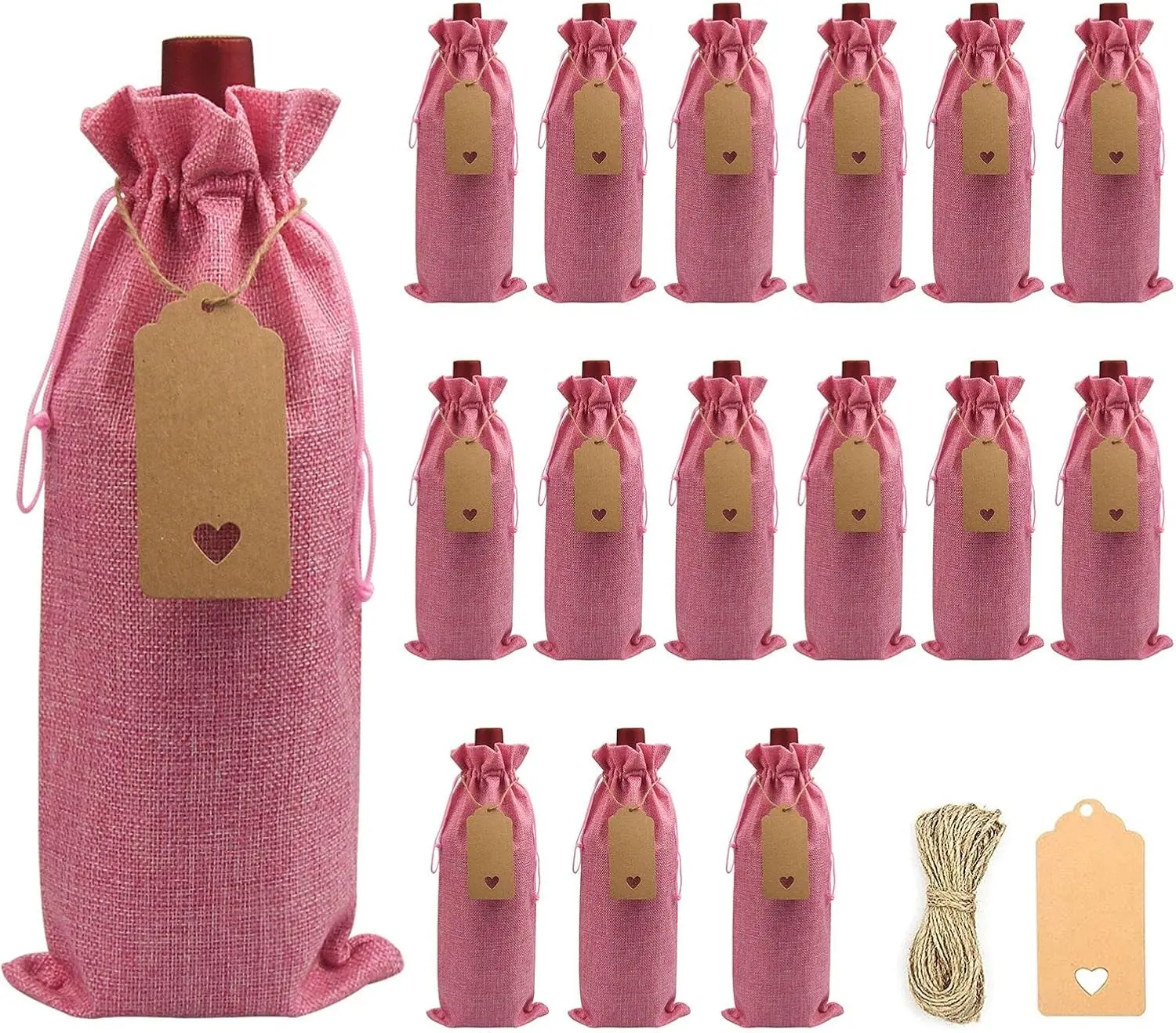 DIWNELEM 16-Pack Burlap Wine Bags - Jute Drawstring Wine Bottle Bags for Tasting, Gifting, Travel & Parties (Pink)
DIWNELEM 16-Pack Burlap Wine Bags - Jute Drawstring Wine Bottle Bags for Tasting, Gifting, Travel & Parties (Pink)