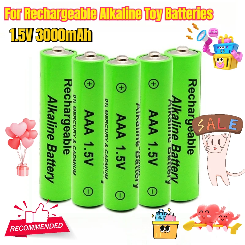 3000mAh AAA (size 7) 1.5V for Rechargeable Alkaline Toy Batteries 
3000mAh AAA (size 7) 1.5V for Rechargeable Alkaline Toy Batteries