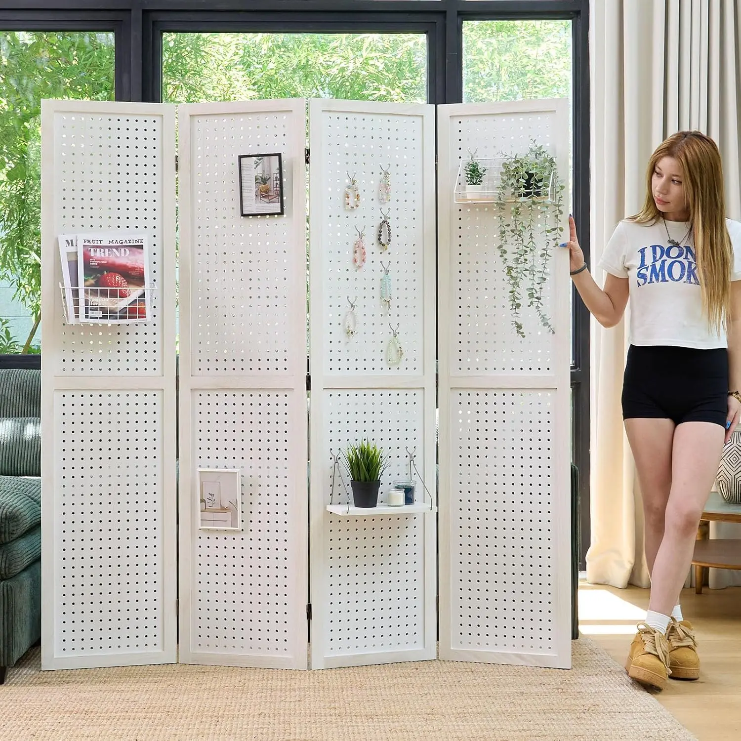 Room Divider Freestanding Folding Pegboard Privacy Screen 4-Panel Display Stand for Jewelry Craft Shows Retail Natural W
Room Divider Freestanding Folding Pegboard Privacy Screen 4-Panel Display Stand for Jewelry Craft Shows Retail Natural W