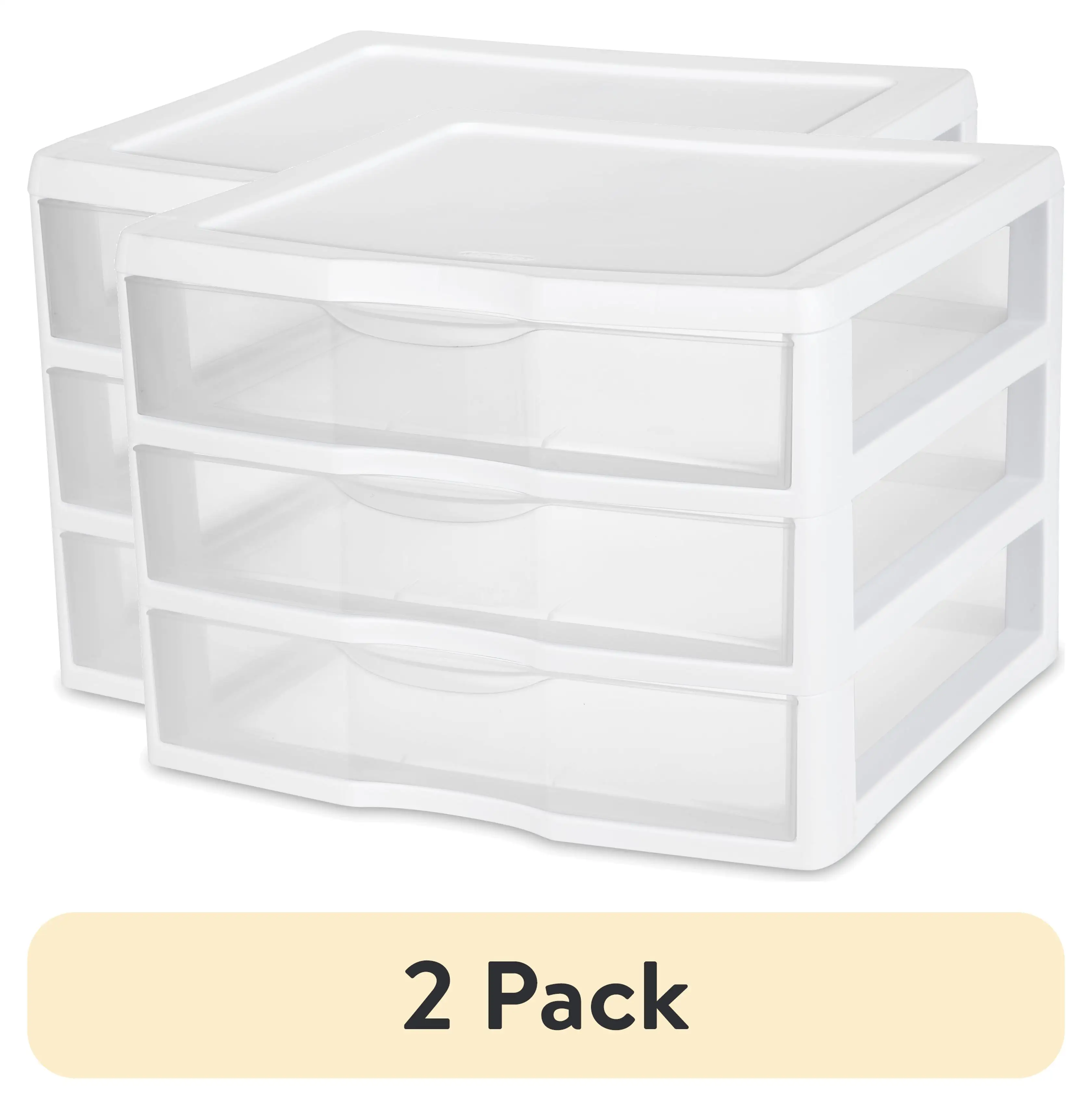 (2 pack) Wide 3 Drawer Unit, Clear Plastic Countertop or Desktop Drawers, White
(2 pack) Wide 3 Drawer Unit, Clear Plastic Countertop or Desktop Drawers, White