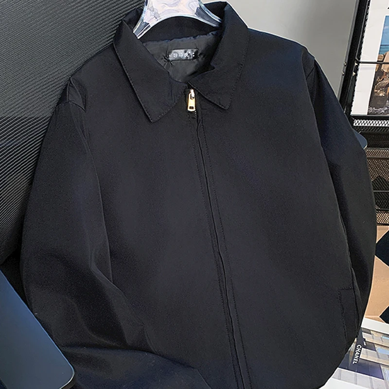 Men Fashion Clothing Spring Autumn New Korean Retro Casual Loose Solid Long Sleeve Coats Simple Black Zipper Lapel Jacket 
Men Fashion Clothing Spring Autumn New Korean Retro Casual Loose Solid Long Sleeve Coats Simple Black Zipper Lapel Jacket