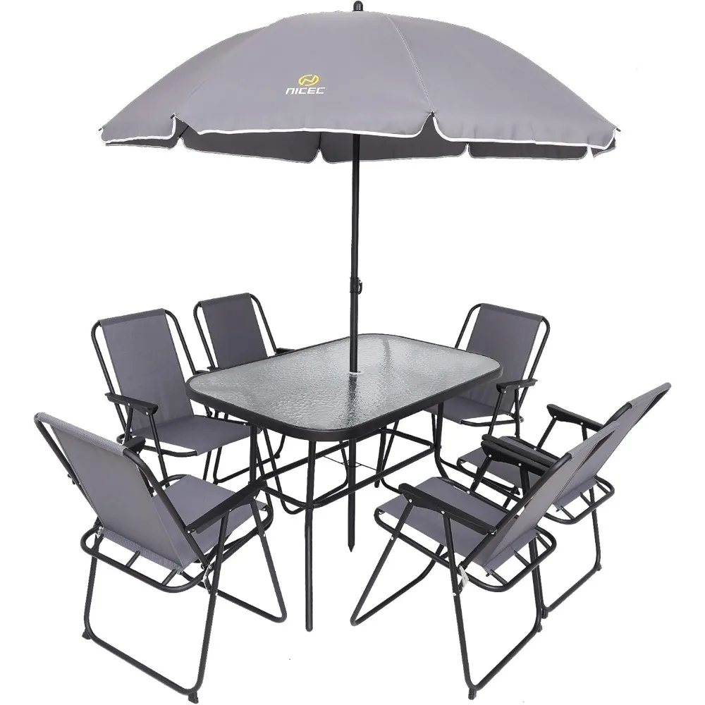 Outdoor Dining Sets, Patio Furniture Set, 8 Piece Set with Umbrella, Garden Outdoor Furniture Table Set with Removable Umbrella
Outdoor Dining Sets, Patio Furniture Set, 8 Piece Set with Umbrella, Garden Outdoor Furniture Table Set with Removable Umbrella