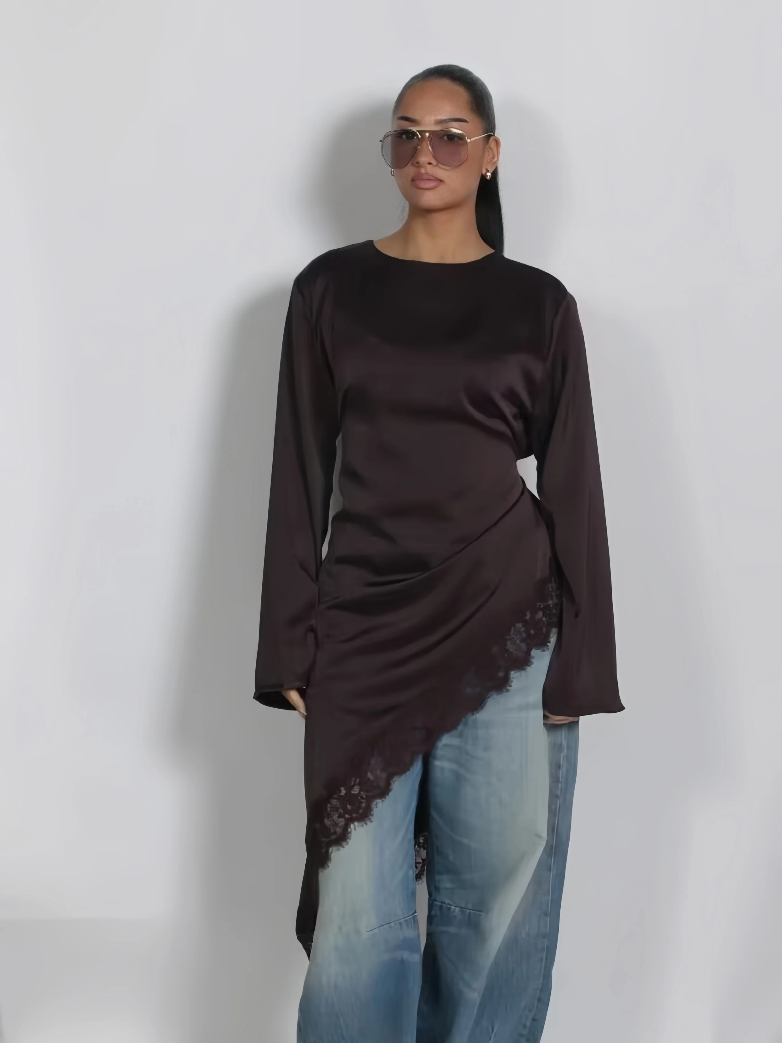 Sunset Coast Spicy Girl Style Long Sleeve Lace Patchwork Asymmetrical Back Strap Top Fashionable Versatile Women's Shirt
Sunset Coast Spicy Girl Style Long Sleeve Lace Patchwork Asymmetrical Back Strap Top Fashionable Versatile Women's Shirt