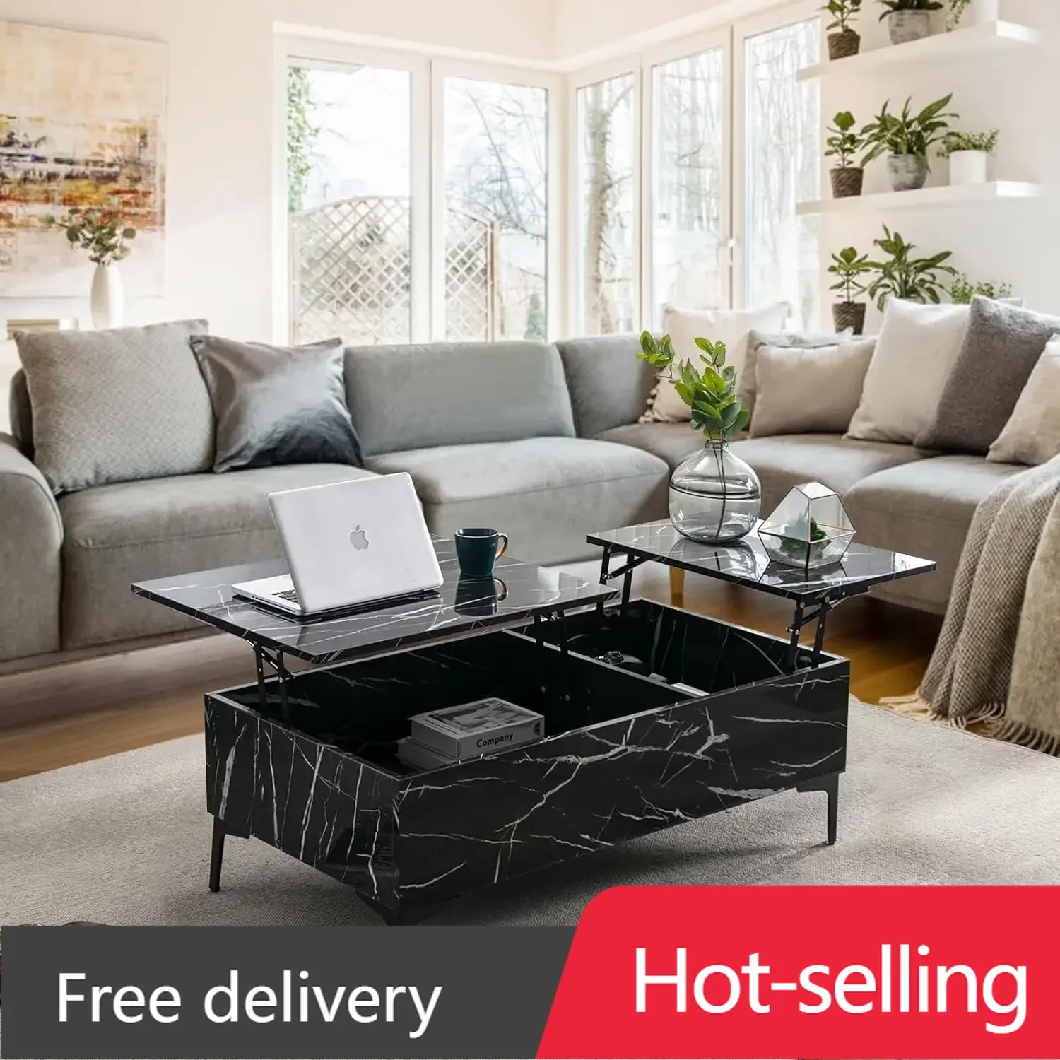 43" Lift Top Marble Coffee Table for Living Room, Modern Extendable Pull Up Center Table with Storage, Black
43" Lift Top Marble Coffee Table for Living Room, Modern Extendable Pull Up Center Table with Storage, Black