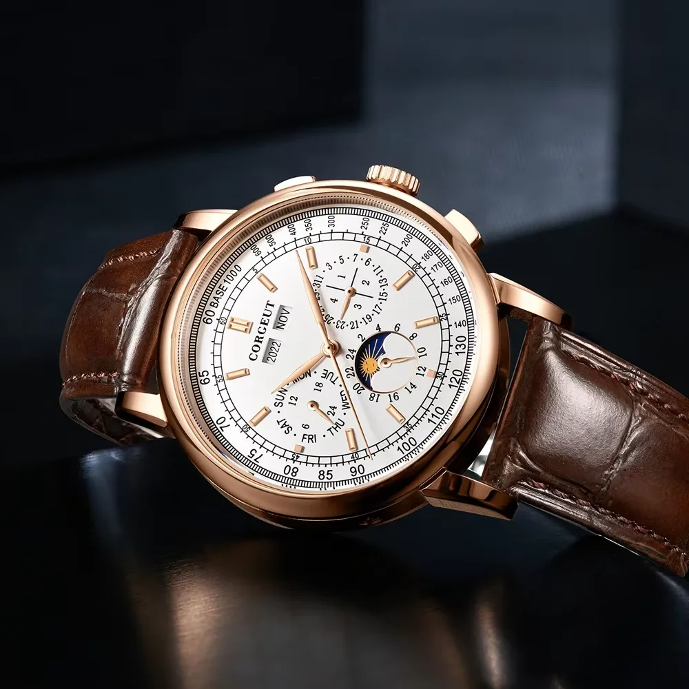 CORGEUT 42MM Automatic Watch ST1655 316L Leather Strap Polished Case Men's Watch Day Night Display
CORGEUT 42MM Automatic Watch ST1655 316L Leather Strap Polished Case Men's Watch Day Night Display