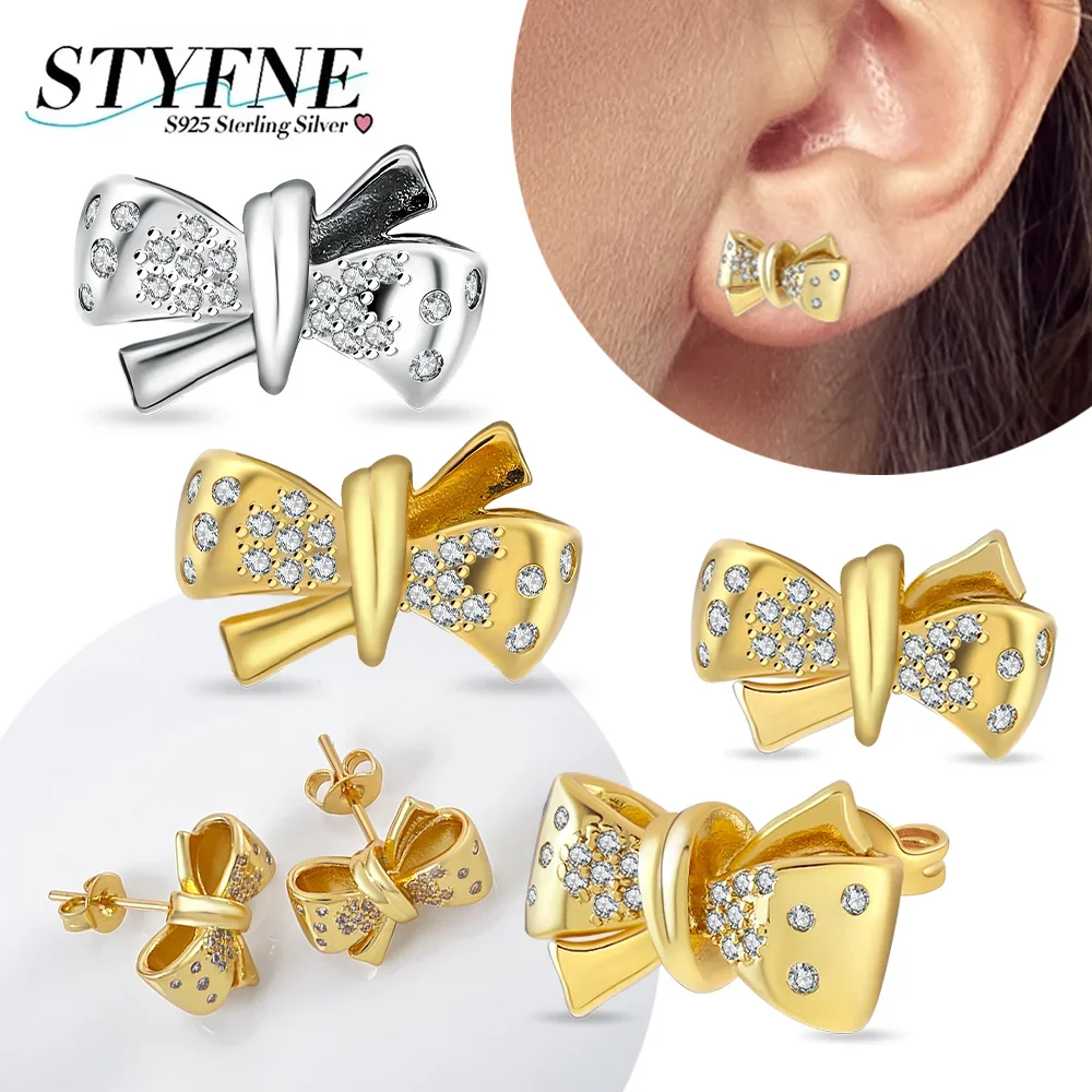 NEW Sterling Silver 925 Gold Shiny Zircon Cute Bow Earrings Fit Original Bracelet Diy Exquisite High-end for Women Fine Gifts
NEW Sterling Silver 925 Gold Shiny Zircon Cute Bow Earrings Fit Original Bracelet Diy Exquisite High-end for Women Fine Gifts