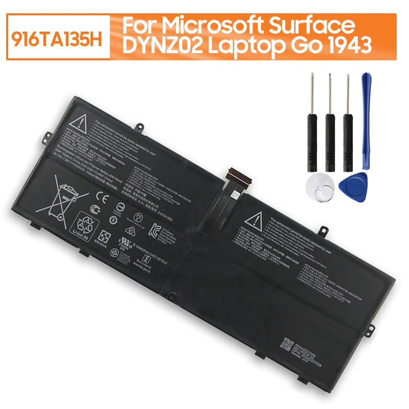 Replacement Battery 916TA135H For Microsoft Surface DYNZ02 Laptop Go 1943 5235mAh With Free Tool
Replacement Battery 916TA135H For Microsoft Surface DYNZ02 Laptop Go 1943 5235mAh With Free Tool