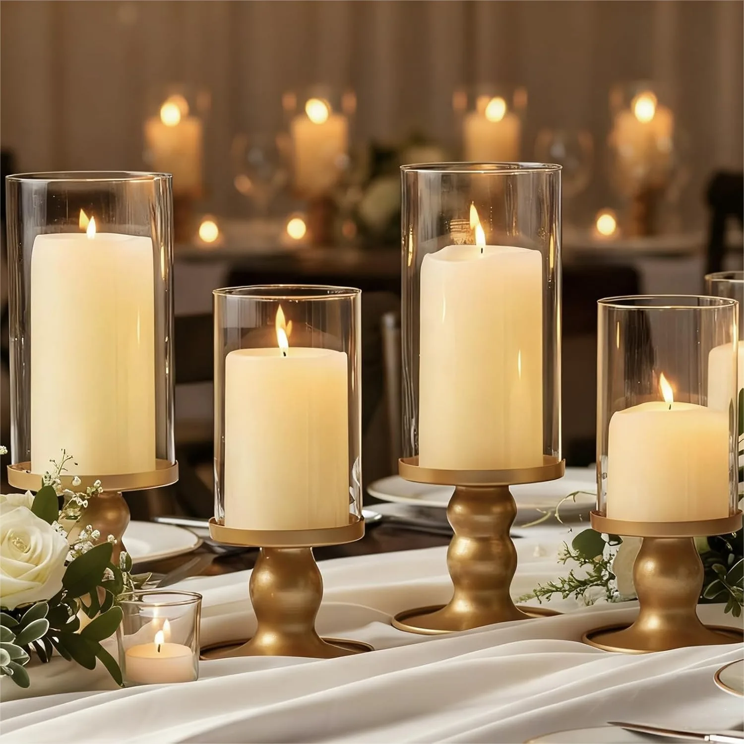 4 Pcs Hurricane Candle Holders For Pillar Candles Gold With Glass Sleeve For Table Centerpieces Home Decor Wedding Party
4 Pcs Hurricane Candle Holders For Pillar Candles Gold With Glass Sleeve For Table Centerpieces Home Decor Wedding Party