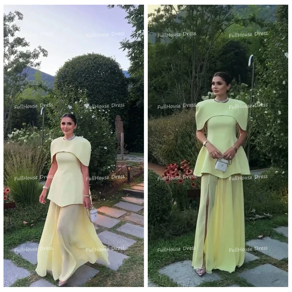 Custom Made High Quality Bridal O-neck Saudi Arab Gown A-line Side Slit Maxi Length Cape Evening Dress فساتين سهره
Custom Made High Quality Bridal O-neck Saudi Arab Gown A-line Side Slit Maxi Length Cape Evening Dress فساتين سهره