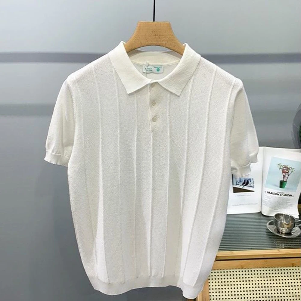 Summer New Men's Solid Color Knitted Short-Sleeved Polo Shirt Retro Fashion Trend Casual Simple Loose Breathable Men's Tops
Summer New Men's Solid Color Knitted Short-Sleeved Polo Shirt Retro Fashion Trend Casual Simple Loose Breathable Men's Tops