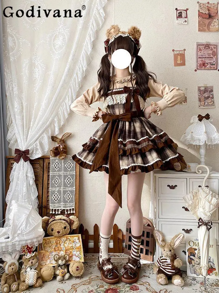 Japanese Style Original Bowknot Plaid Cape Coat 2025 Autumn Winter New Sweet Girl Strap Dress Olita Retro Cloak Three-Piece Set
Japanese Style Original Bowknot Plaid Cape Coat 2025 Autumn Winter New Sweet Girl Strap Dress Olita Retro Cloak Three-Piece Set