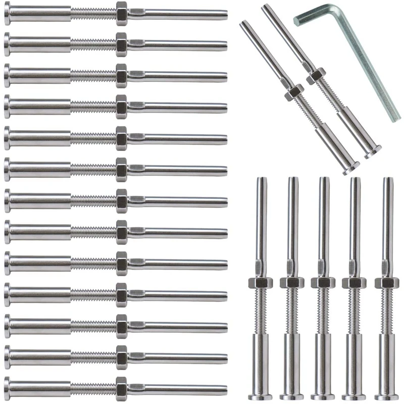 ABRE-20Pcs Invisible Turnbuckle Hand Swage Threaded Stud Tension Hex Head End Fitting Receiver Terminal For 1/8 Inch Cable Raili
ABRE-20Pcs Invisible Turnbuckle Hand Swage Threaded Stud Tension Hex Head End Fitting Receiver Terminal For 1/8 Inch Cable Raili