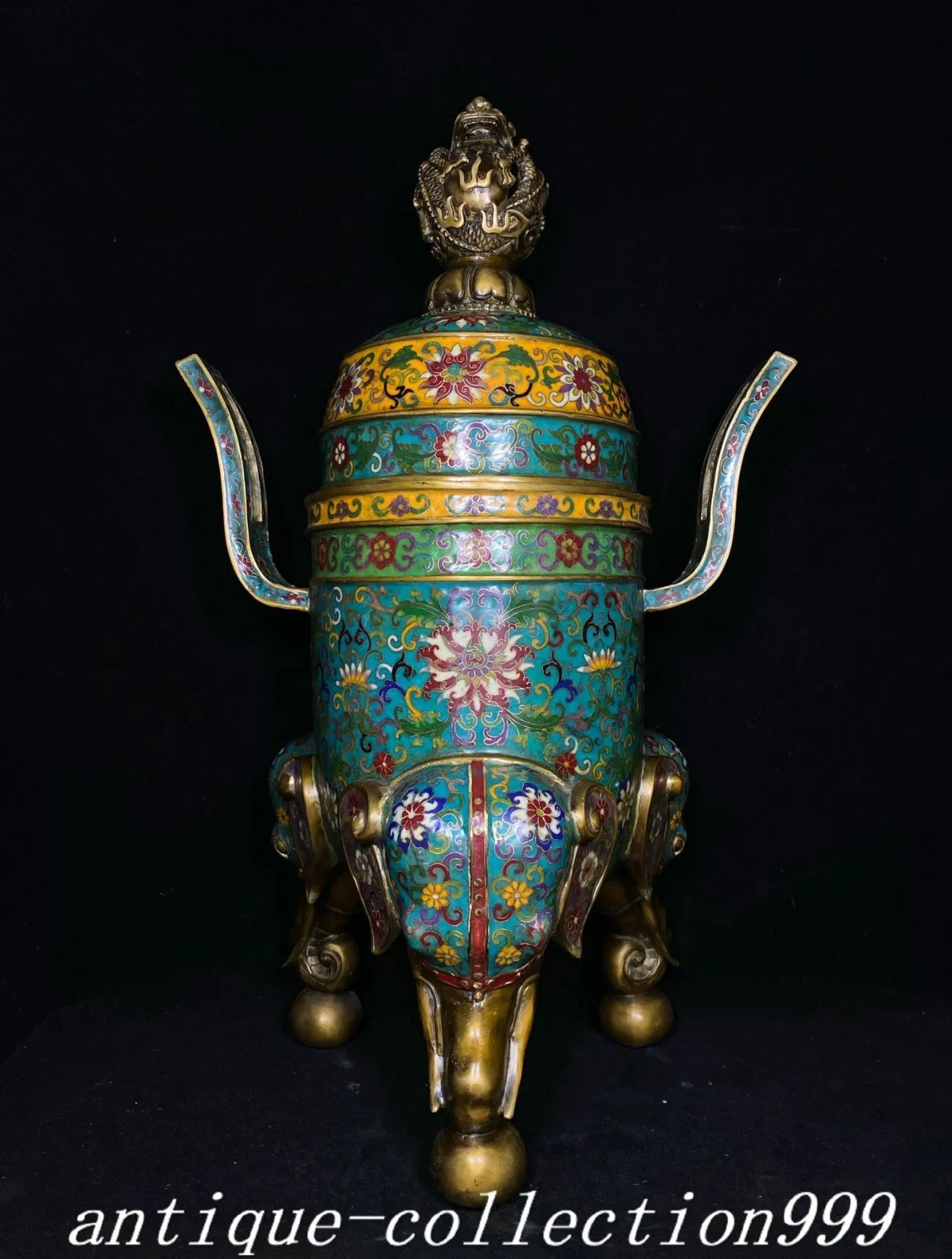 4 inch Qianlong Cloisonne Enamel Copper Lotus Elephant Leg Incense Burner Incense Burner -
4 inch Qianlong Cloisonne Enamel Copper Lotus Elephant Leg Incense Burner Incense Burner -