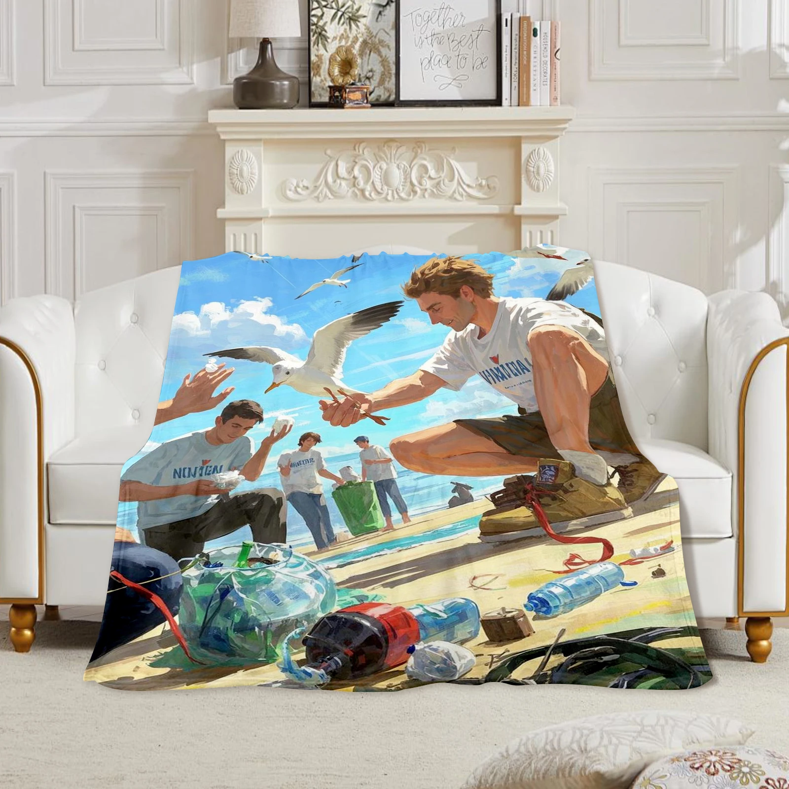Cartoon Representation Of Humans And Marine Life Reducing Ocean Debris Blanket Perfect Eco Friendly Gift For Children
Cartoon Representation Of Humans And Marine Life Reducing Ocean Debris Blanket Perfect Eco Friendly Gift For Children