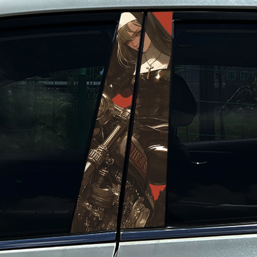 2PCS Vintage Biker Nun Anime Car B-Pillar Stickers, Waterproof Vinyl Decals, Universal Auto Middle Column Decor
2PCS Vintage Biker Nun Anime Car B-Pillar Stickers, Waterproof Vinyl Decals, Universal Auto Middle Column Decor