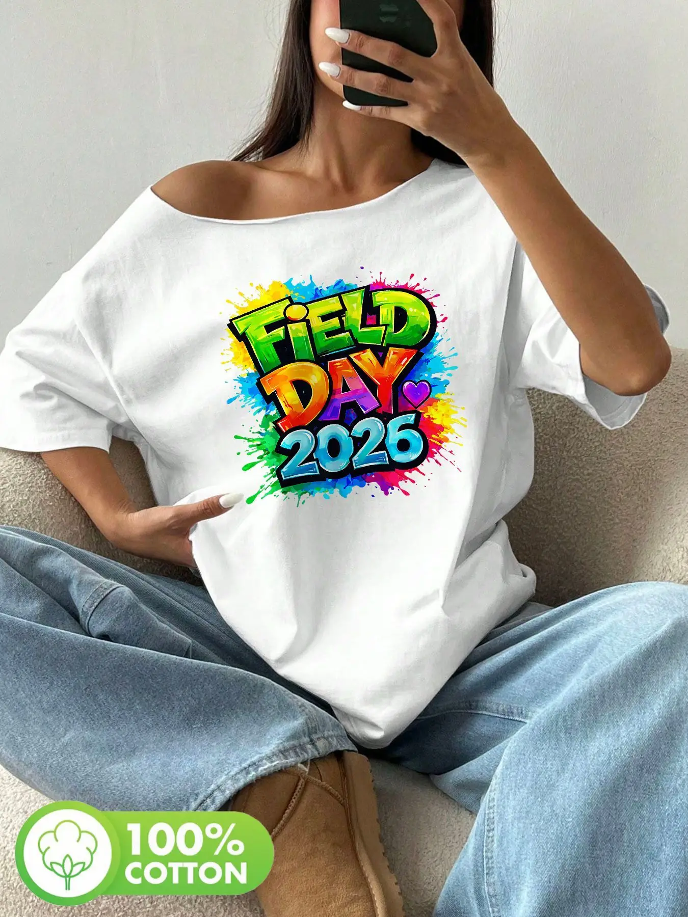 Plus Size 100% Cotton Shoulder Loose Print T-Shirt Oversized Y2K Style Graphic Tees Women Tops Summer Off The Shoulder Top
Plus Size 100% Cotton Shoulder Loose Print T-Shirt Oversized Y2K Style Graphic Tees Women Tops Summer Off The Shoulder Top