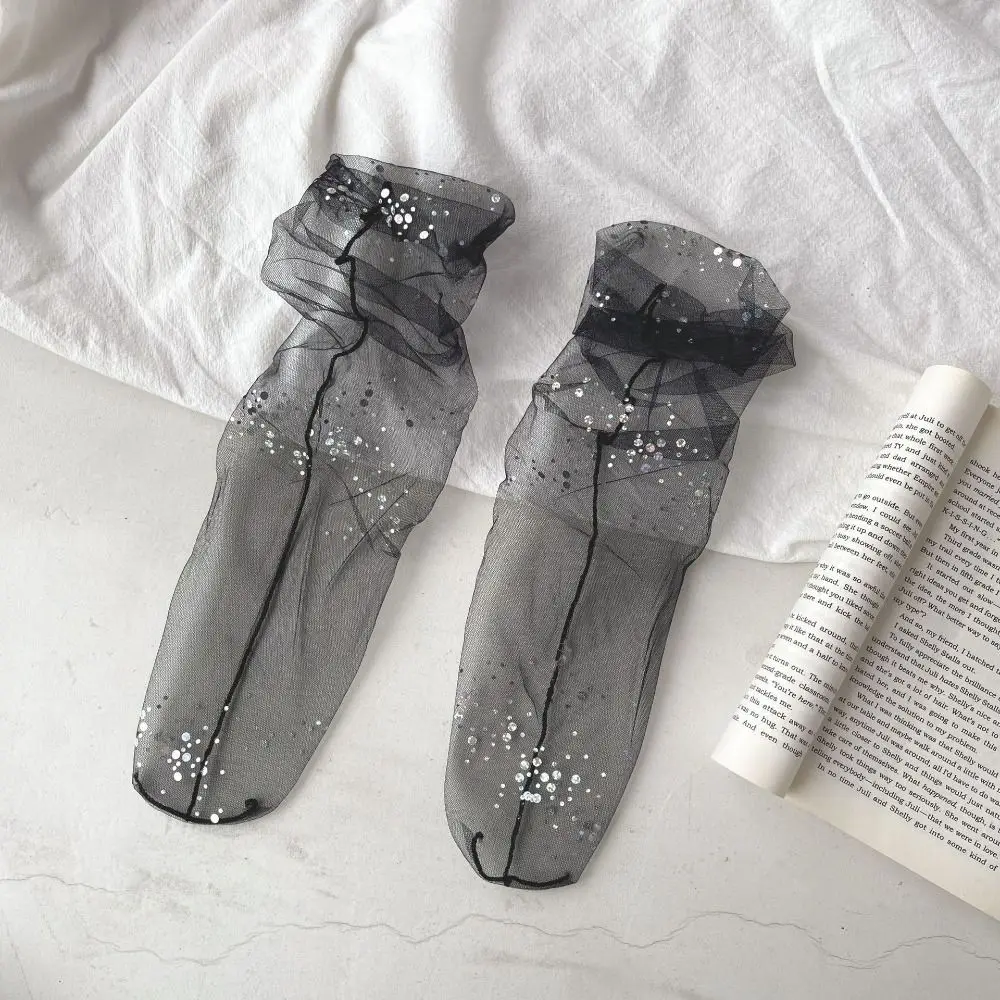 Women Socks Transparent Shiny Crystal Silk Lace Elastic Medium Tube Socks Elegant Ladies Rhinestone Sock See Through Mesh Sock
Women Socks Transparent Shiny Crystal Silk Lace Elastic Medium Tube Socks Elegant Ladies Rhinestone Sock See Through Mesh Sock