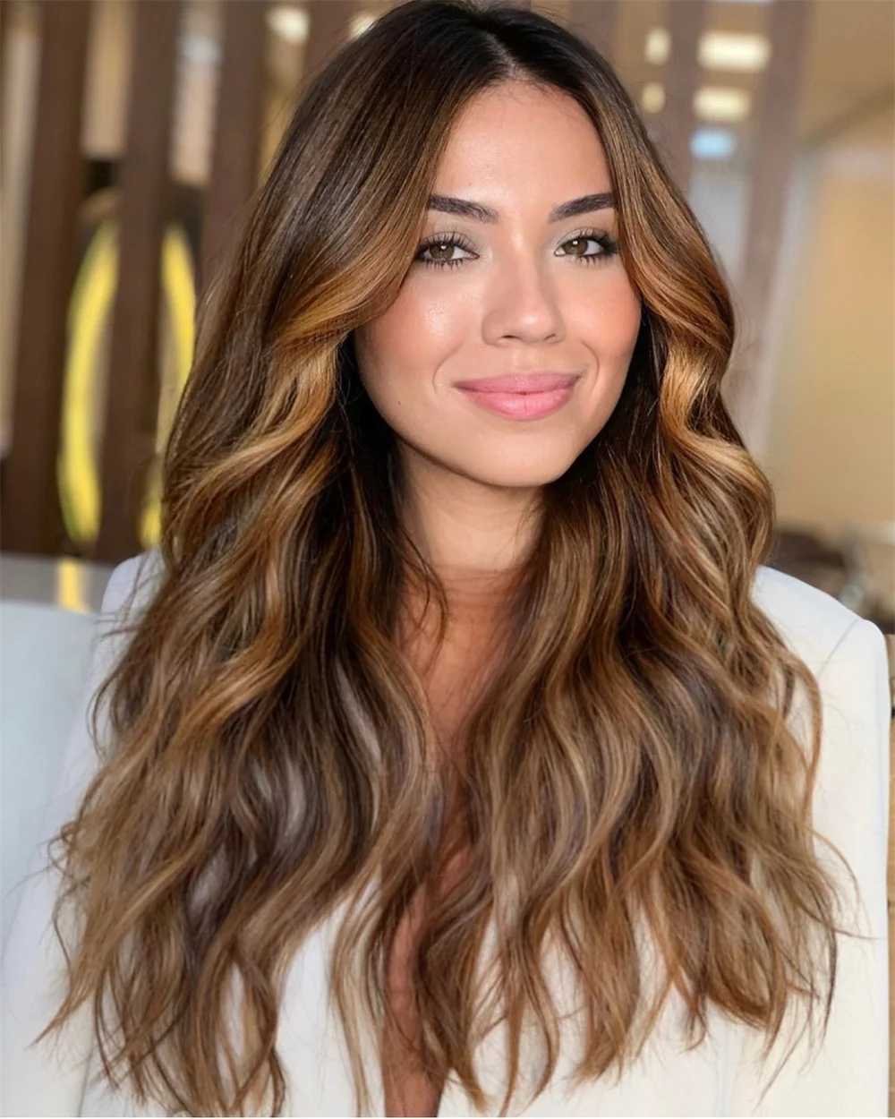 Caramel Crunch Brown Balayage 10% Human Hair Blend Lace Front Wig HD Premium Syntheic Invisible Lace Top Wig High Heat Fibre
Caramel Crunch Brown Balayage 10% Human Hair Blend Lace Front Wig HD Premium Syntheic Invisible Lace Top Wig High Heat Fibre