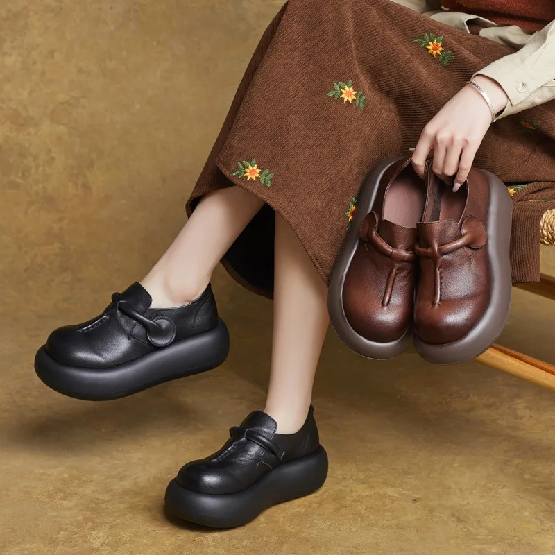 Birkuir Retro Women Flat Platform Shoes Hook Loop Thick Heel Flats Soft Shoes Spring Luxury Genuine Leather Elegant Casual Shoes
Birkuir Retro Women Flat Platform Shoes Hook Loop Thick Heel Flats Soft Shoes Spring Luxury Genuine Leather Elegant Casual Shoes