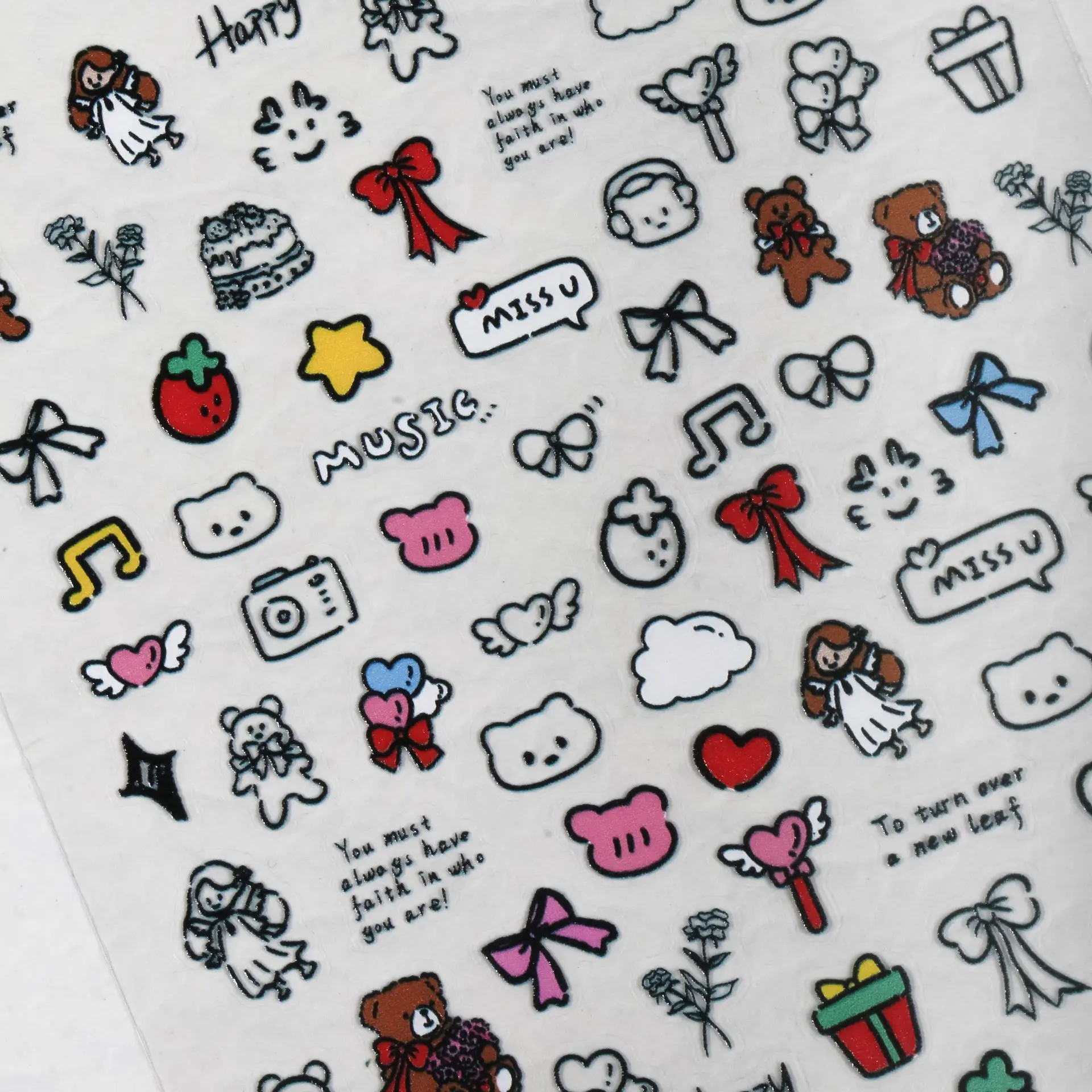 3D Cute Bear Bowknot Angel Cartoon Nail Stickers with Music Notes Happy Gift Theme for DIY Nail Art
3D Cute Bear Bowknot Angel Cartoon Nail Stickers with Music Notes Happy Gift Theme for DIY Nail Art