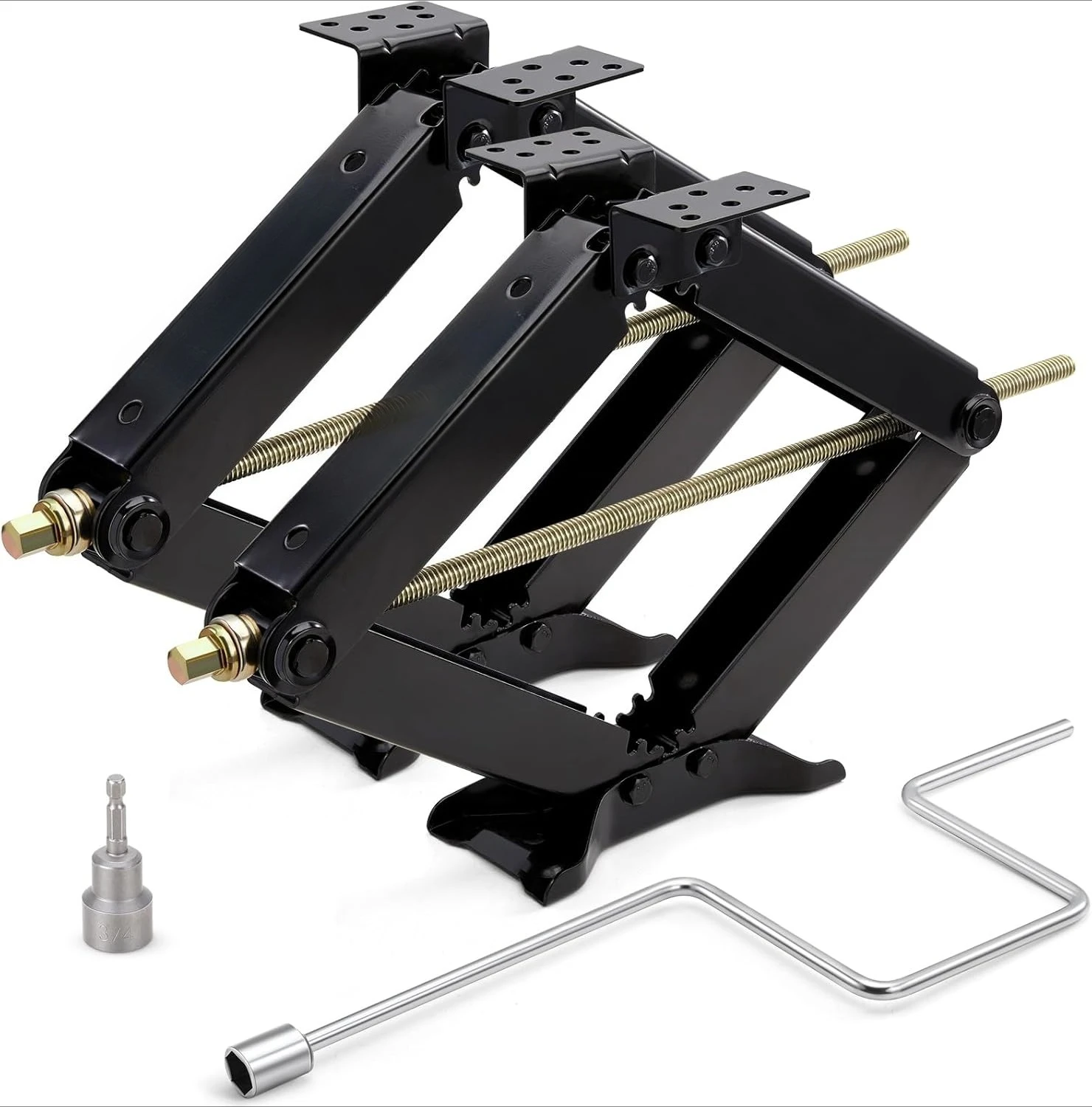 2 Pack Heavy Duty Scissor RV Stabilizer Jacks 9500LBS Max 24" Lifting Height with Crank Handle & Drill Bit for Travel Trailer Camper
2 Pack Heavy Duty Scissor RV Stabilizer Jacks 9500LBS Max 24" Lifting Height with Crank Handle & Drill Bit for Travel Trailer Camper