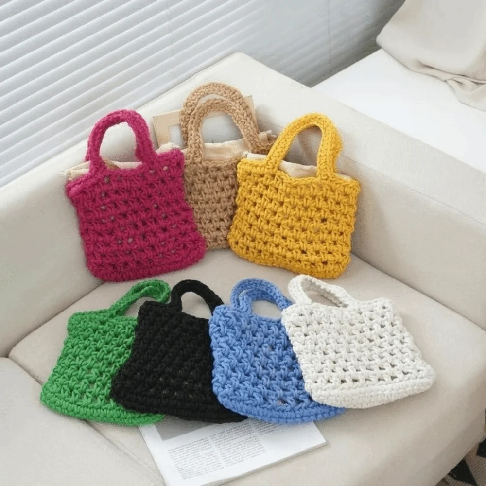 New Bohemian Crochet Knitted Bag Exquisite Open-Weave Fishnet Woven Tote Handbag Eco-Friendly Mini Hollowed Out Beach Bag Travel
New Bohemian Crochet Knitted Bag Exquisite Open-Weave Fishnet Woven Tote Handbag Eco-Friendly Mini Hollowed Out Beach Bag Travel
