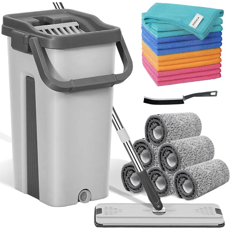 Mop Bucket Set with 12 Microfiber Cleaning Towels and a Cleaning Brush, Mops for Floor Cleaning, Cleaning Tools
Mop Bucket Set with 12 Microfiber Cleaning Towels and a Cleaning Brush, Mops for Floor Cleaning, Cleaning Tools