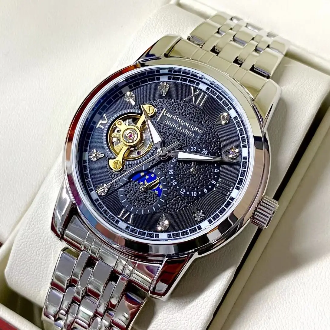 Новые высококачественные мужские механические часы, дизайн-скелетон, автоматический механизм, круглый циферблат, ремешок из нержавеющей стали, универсальные мужские часы для делового стиля и повседневной носки, легкие роскошные модные наручные часы, подар
Новые высококачественные мужские механические часы, дизайн-скелетон, автоматический механизм, круглый циферблат, ремешок из нержавеющей стали, универсальные мужские часы для делового стиля и повседневной носки, легкие роскошные модные наручные часы, подар