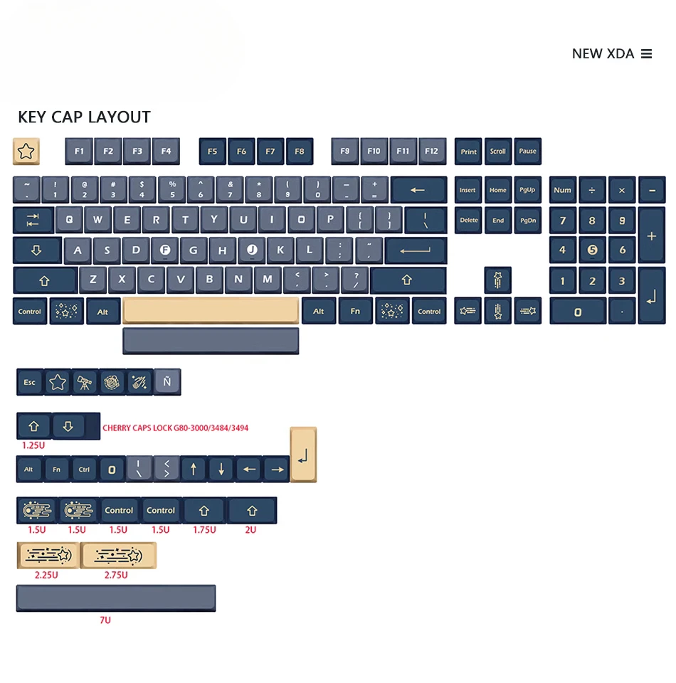 Stargazing XDA keycap five-sided sublimation 133 keys PBT compatible 64/68/104 mechanical keyboard 7U small full set
Stargazing XDA keycap five-sided sublimation 133 keys PBT compatible 64/68/104 mechanical keyboard 7U small full set