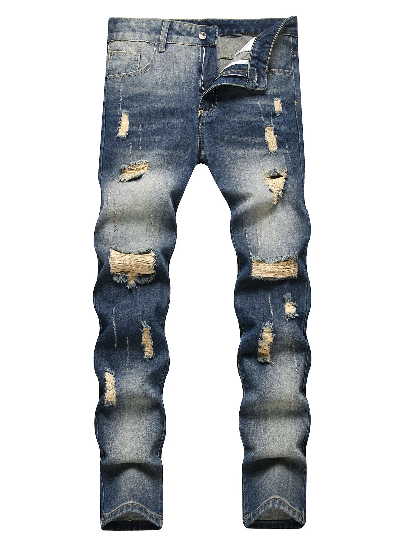 Fashionable Men's Slim Fit Straight Leg Jeans without Elastic Hole Punching Cross-Border European And American Style Long Pants
Fashionable Men's Slim Fit Straight Leg Jeans without Elastic Hole Punching Cross-Border European And American Style Long Pants
