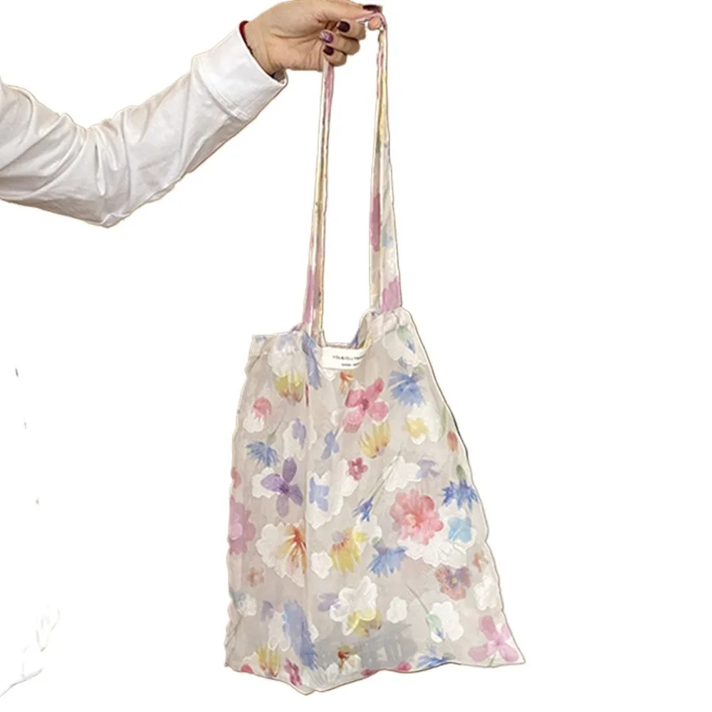 Korean Style Mesh Floral Handbag Large Capacity Flower Print Women's Clear Shoulder Bag Portable INS Eco Shopping Bag Shopping
Korean Style Mesh Floral Handbag Large Capacity Flower Print Women's Clear Shoulder Bag Portable INS Eco Shopping Bag Shopping