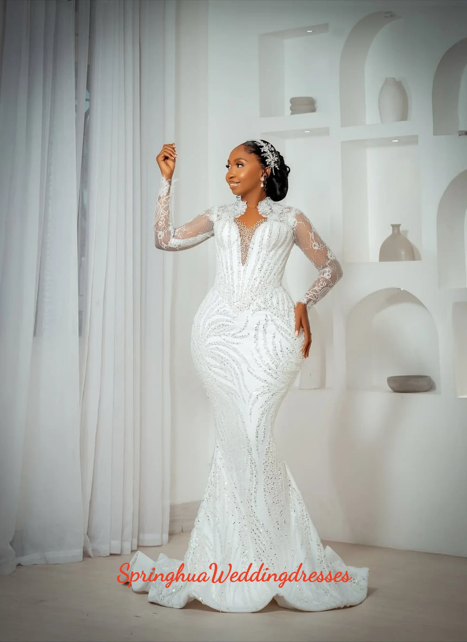 Customized Plus Size Mermaid Wedding Dresses With Detachable Train Luxury Crystal Beading Bride Gowns For Women Formal Dress
Customized Plus Size Mermaid Wedding Dresses With Detachable Train Luxury Crystal Beading Bride Gowns For Women Formal Dress