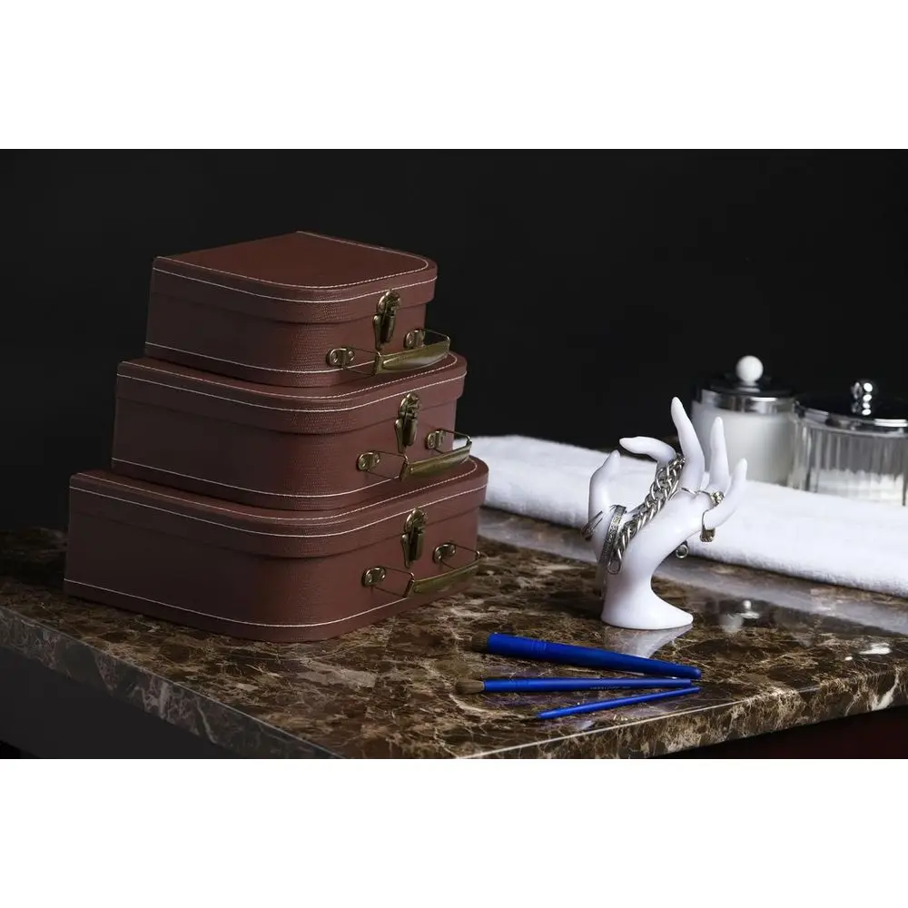 - Set o 3 Paperboard Suitcases - Decorative Storage Boxes - Suitcase Set or Decoration, Storage, and More (Brown)
- Set o 3 Paperboard Suitcases - Decorative Storage Boxes - Suitcase Set or Decoration, Storage, and More (Brown)