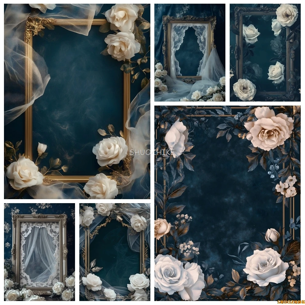 Vintage Indoor Flower Photography Backdrop Gold Frame Dark Wall Flower Adult Maternity Portrait Wedding Photo Background Decor
Vintage Indoor Flower Photography Backdrop Gold Frame Dark Wall Flower Adult Maternity Portrait Wedding Photo Background Decor