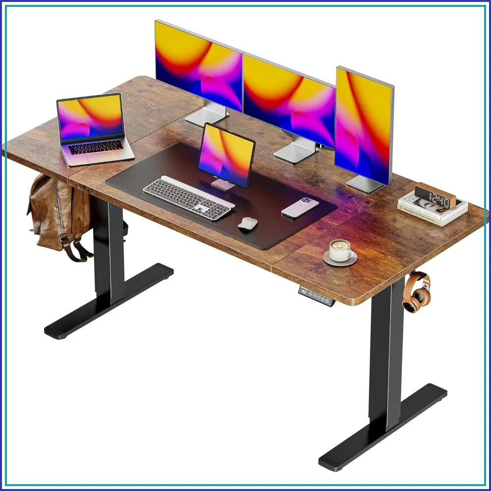 55 x 28 Large Electric Standing Desk, Height Adjustable Computer Desk, 27.6" Deep Desktop, Stand up Desk with 2 Hooks, 3 Preset Heights, for Home Office, Rustic Brown
55 x 28 Large Electric Standing Desk, Height Adjustable Computer Desk, 27.6" Deep Desktop, Stand up Desk with 2 Hooks, 3 Preset Heights, for Home Office, Rustic Brown