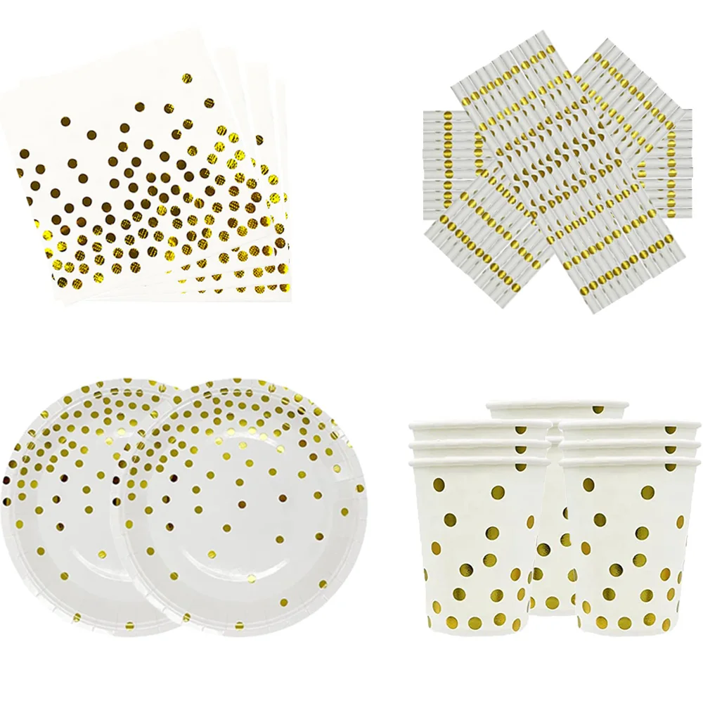 White Gold Wedding Party Supplies Disposable Dinnerware White Paper Plates Cups Gold for Baby Birthday Day Party Set
White Gold Wedding Party Supplies Disposable Dinnerware White Paper Plates Cups Gold for Baby Birthday Day Party Set