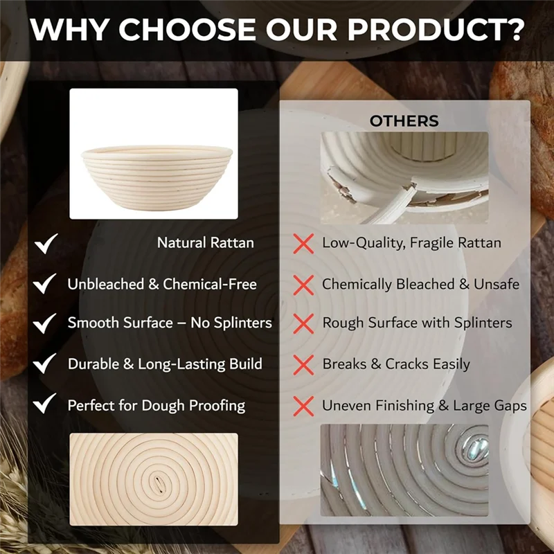T98C-Bread Proofing Basket 10" Oval & 9" Round Artisan Sourdough Proofing Basket & Bread Bowl Forperfect Loaves
T98C-Bread Proofing Basket 10" Oval & 9" Round Artisan Sourdough Proofing Basket & Bread Bowl Forperfect Loaves