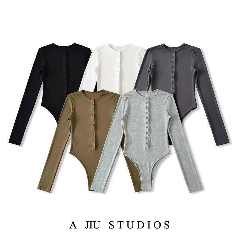 Sexy American Sle Button down Bodysuit Bla Tight Base irt Women Early Autumn Henry Collar Long Sve T irt Top
Sexy American Sle Button down Bodysuit Bla Tight Base irt Women Early Autumn Henry Collar Long Sve T irt Top