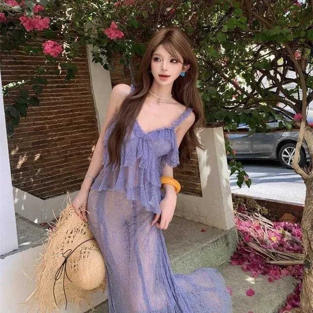 Elegant Slim Lace Camisole High End Design Fishtail Skirt 2 Piece Set Women Summer Cool Slim Temperament Chic Woman Skirt Set
Elegant Slim Lace Camisole High End Design Fishtail Skirt 2 Piece Set Women Summer Cool Slim Temperament Chic Woman Skirt Set