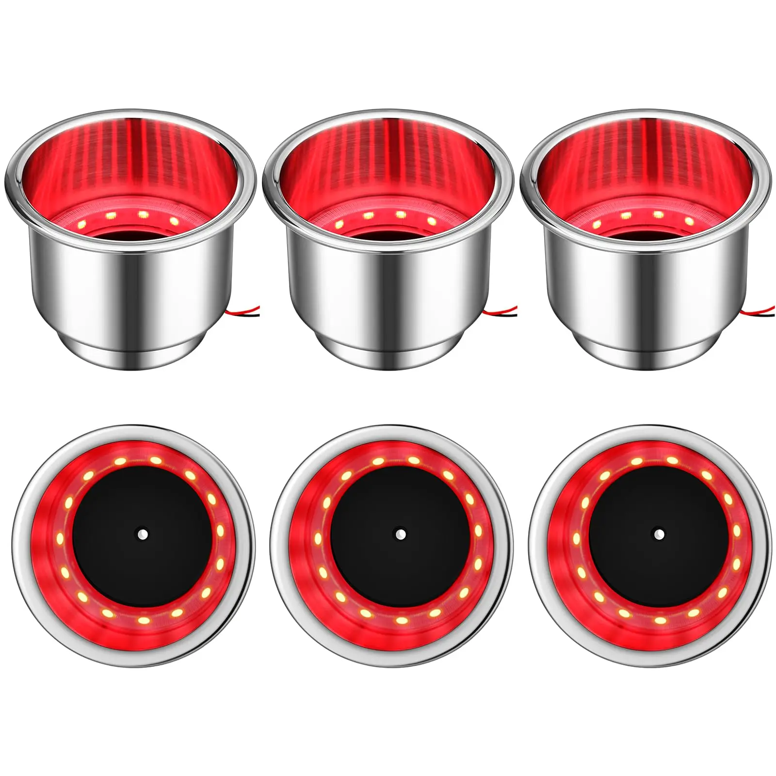 6 Pack Stainless Steel LED Cup Holders With Drain For Marine Boat Yacht Car RV Camper Truck Red Light
6 Pack Stainless Steel LED Cup Holders With Drain For Marine Boat Yacht Car RV Camper Truck Red Light