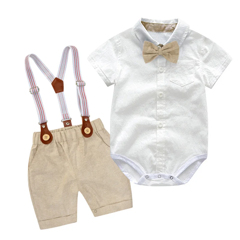 Summer Baby Boys Gentleman Suit Infant Kids Short Sleeve Bow Tie Shirt+Suspender Shorts Casual Baby Boy Clothes Outfits
Summer Baby Boys Gentleman Suit Infant Kids Short Sleeve Bow Tie Shirt+Suspender Shorts Casual Baby Boy Clothes Outfits