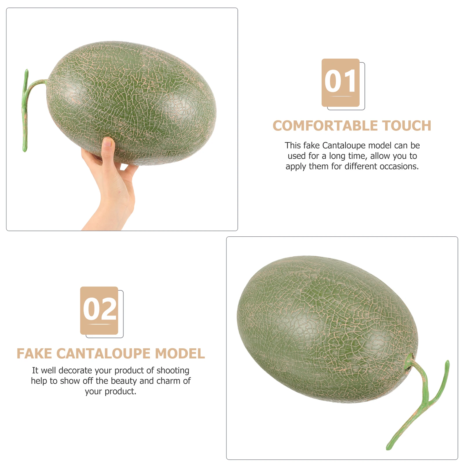 Realistic Fake Cantaloupe Decorations Artificial Fruit Model for Photography Props Display Adornment Smooth Surface Long Lasting
Realistic Fake Cantaloupe Decorations Artificial Fruit Model for Photography Props Display Adornment Smooth Surface Long Lasting