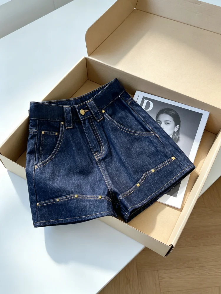 Deep Blue High Waist A-Line Denim Shorts Women's Summer 2026 New Style Rivet Slimming Loose Hot Pants Casual Washed Wide Leg ...
Deep Blue High Waist A-Line Denim Shorts Women's Summer 2026 New Style Rivet Slimming Loose Hot Pants Casual Washed Wide Leg ...