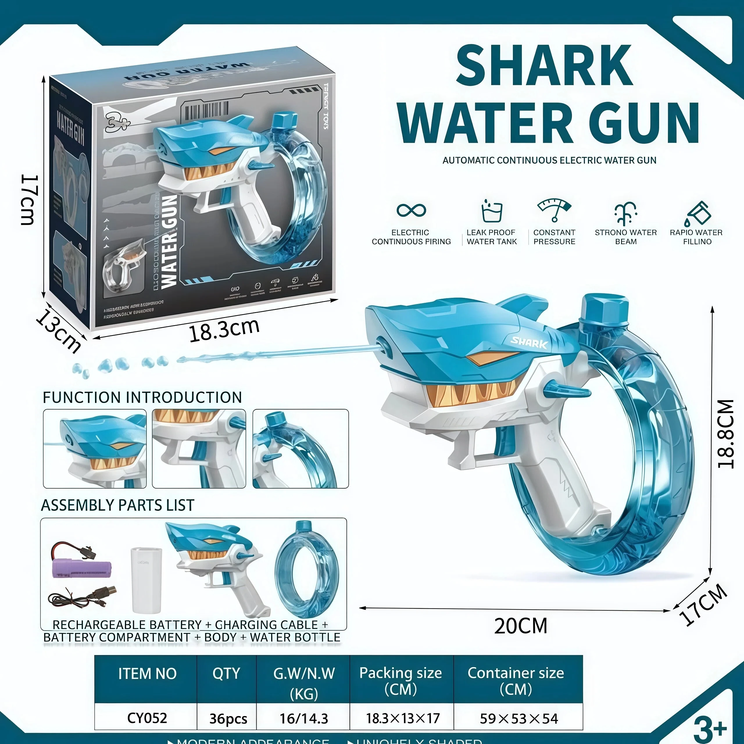 Electric Water Gun, Automatic Squirt Guns with Long Range with Large Capacity, Water Blasters for Outdoor Summer
Electric Water Gun, Automatic Squirt Guns with Long Range with Large Capacity, Water Blasters for Outdoor Summer