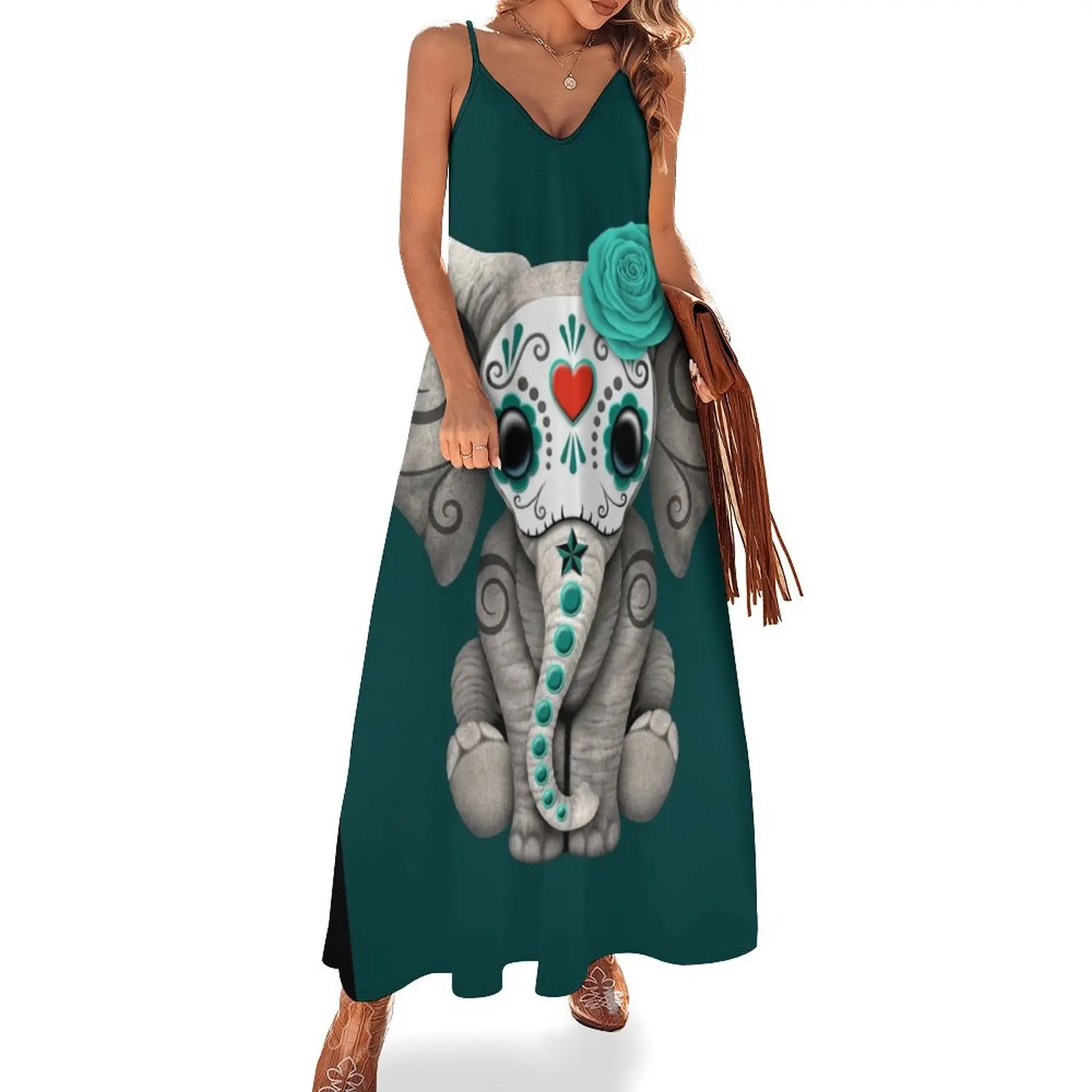 Teal Blue Day of the Dead Sugar Skull Baby Elephant Sleeveless Dress dress women summer 2025 women's summer clothing 2025 Dress
Teal Blue Day of the Dead Sugar Skull Baby Elephant Sleeveless Dress dress women summer 2025 women's summer clothing 2025 Dress