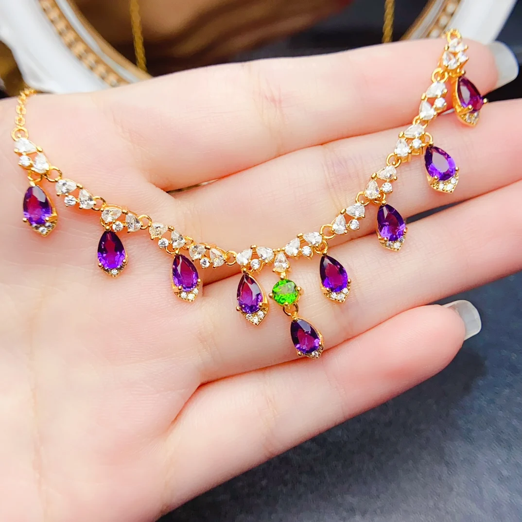 4*6mm Natural Amethyst Luxury Necklace S925 Sterling Silver Certificate Fine Fashion Charm Weddings Jewelry for Women FS
4*6mm Natural Amethyst Luxury Necklace S925 Sterling Silver Certificate Fine Fashion Charm Weddings Jewelry for Women FS